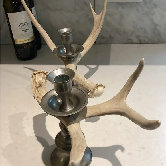 Pewter Antler Candle Holders - Picture 5 of 8